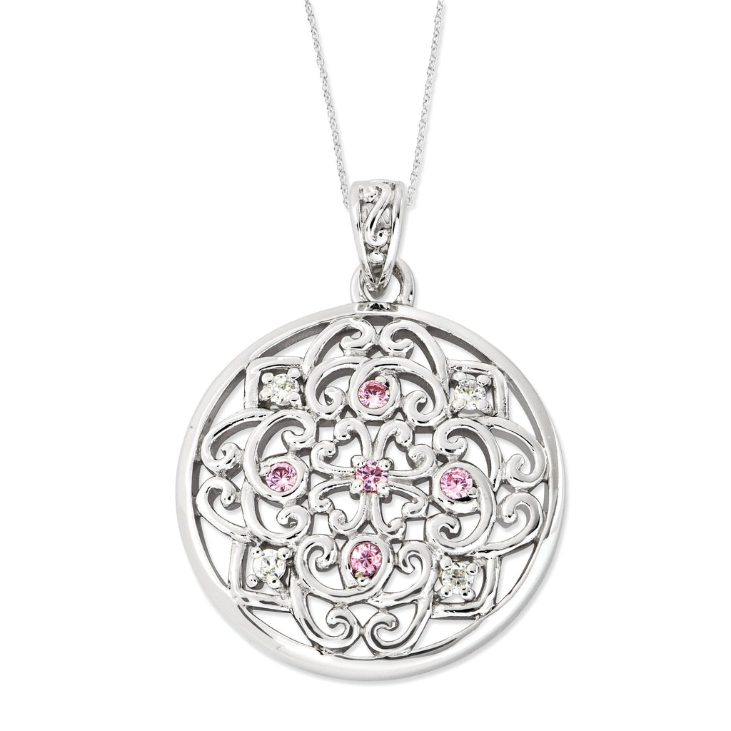 Sterling Silver 925 Necklace with CZ Elegance 18in by Sophia Jewelers