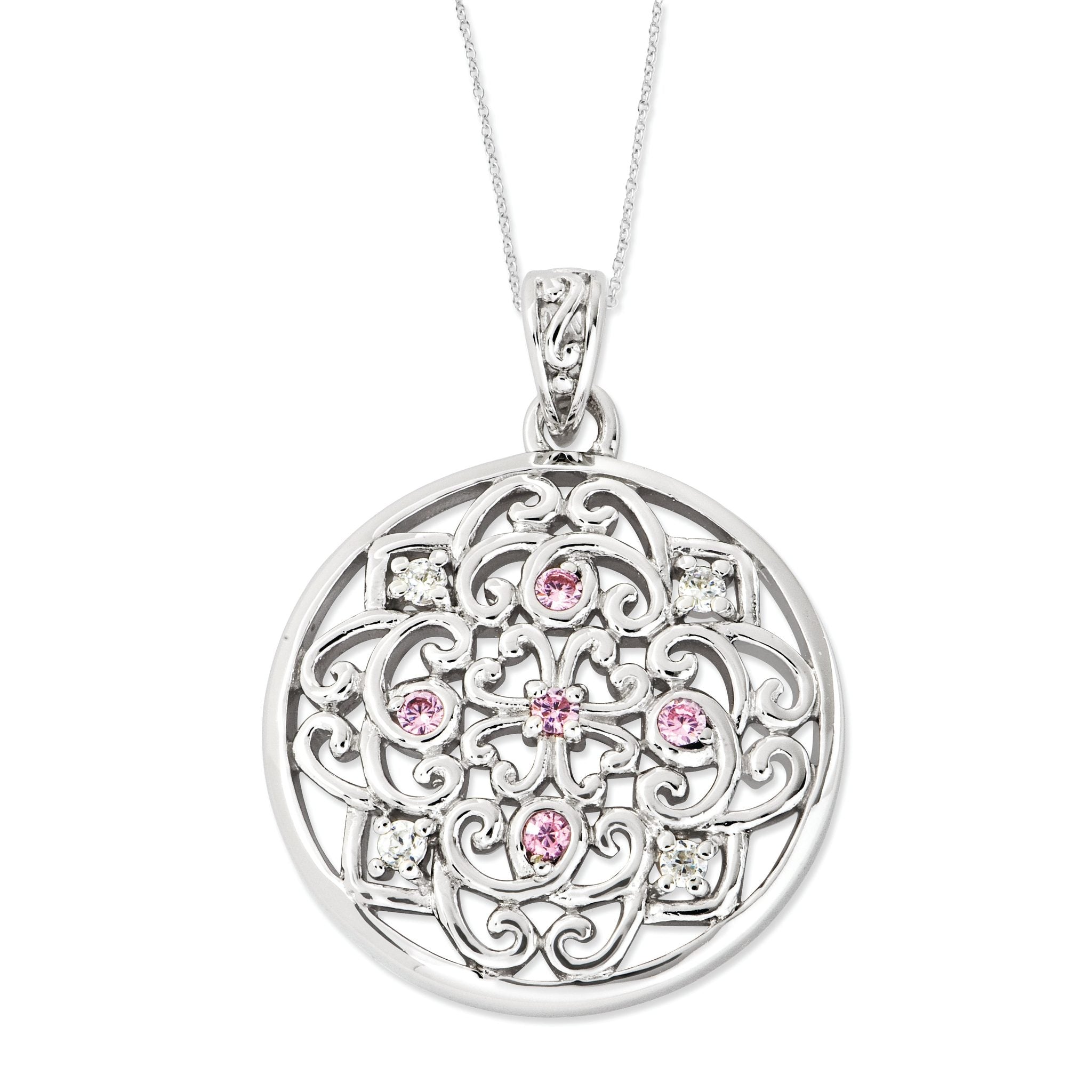 Sterling Silver 925 Necklace with CZ Elegance 18in by Sophia Jewelers