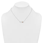 Sterling Silver Rhodium-plated and Rose-tone Polished CZ Heart Bar 16 Inch with 2 Inch Extension Necklace