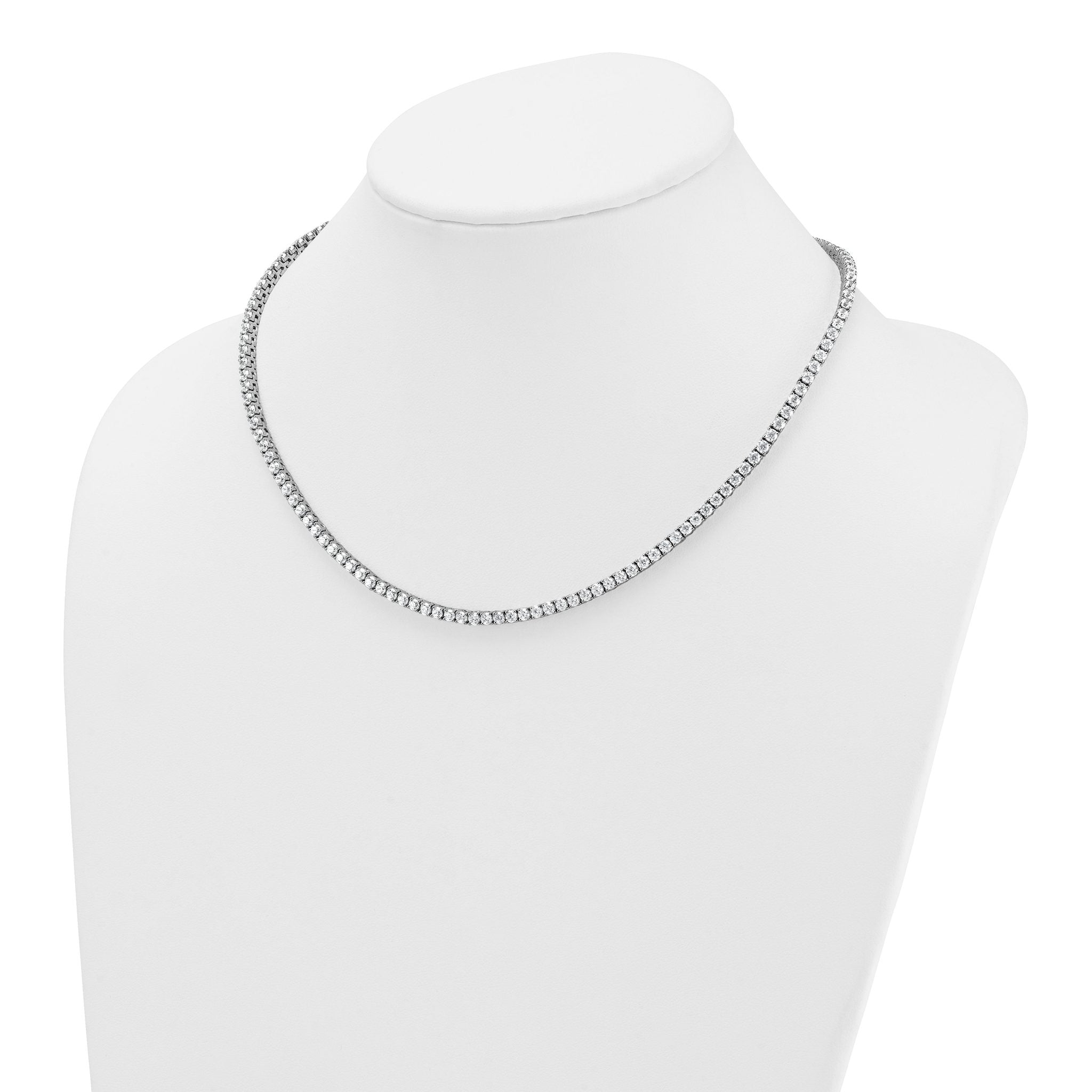 14k White Gold 13 1/2 carat Lab Grown Diamond VS/SI+ G+ Complete Round 18 inch Straight Tennis Necklace