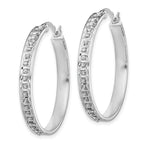Sterling Silver Platinum-Plated Diamond Hoop Earrings 30mm Elegant Polished Finish