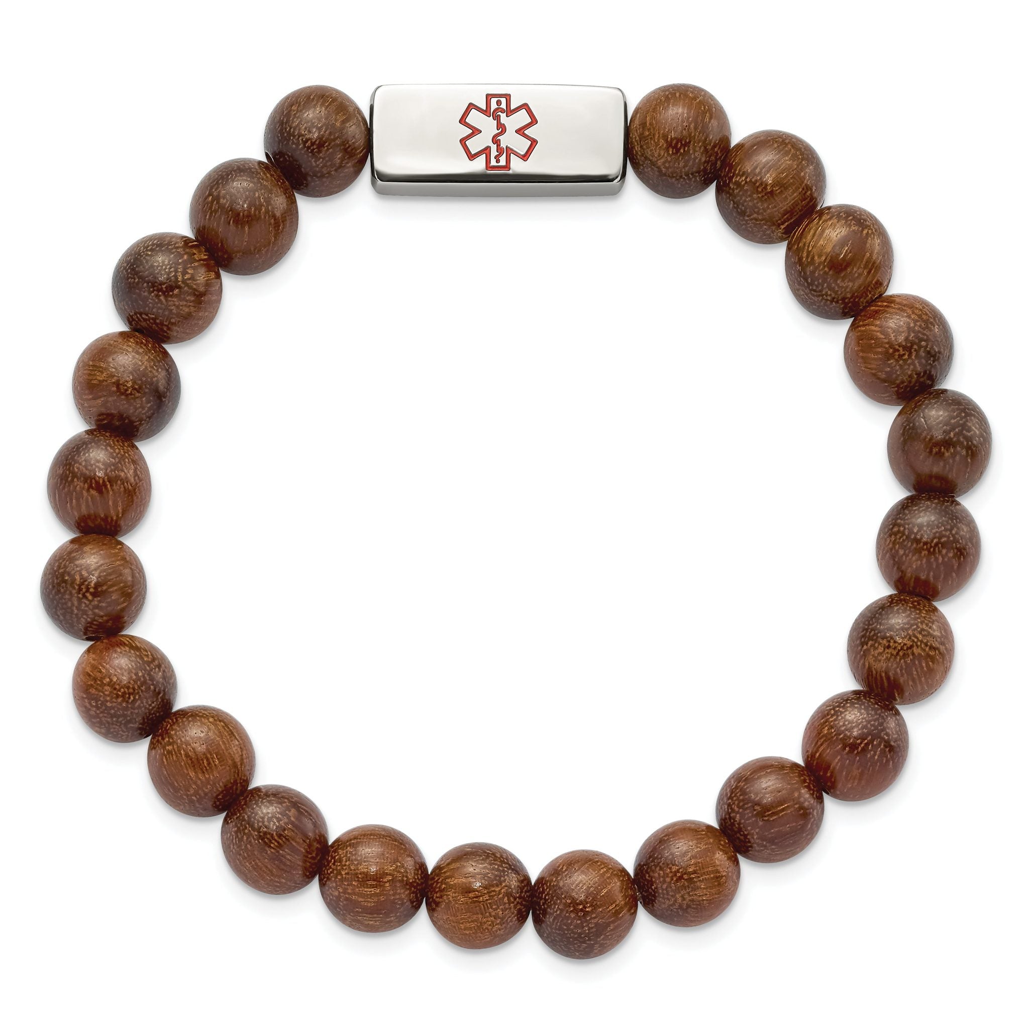 Stainless Steel Polished with Enamel Medical ID Zingana Wood Bracelet Secondary image