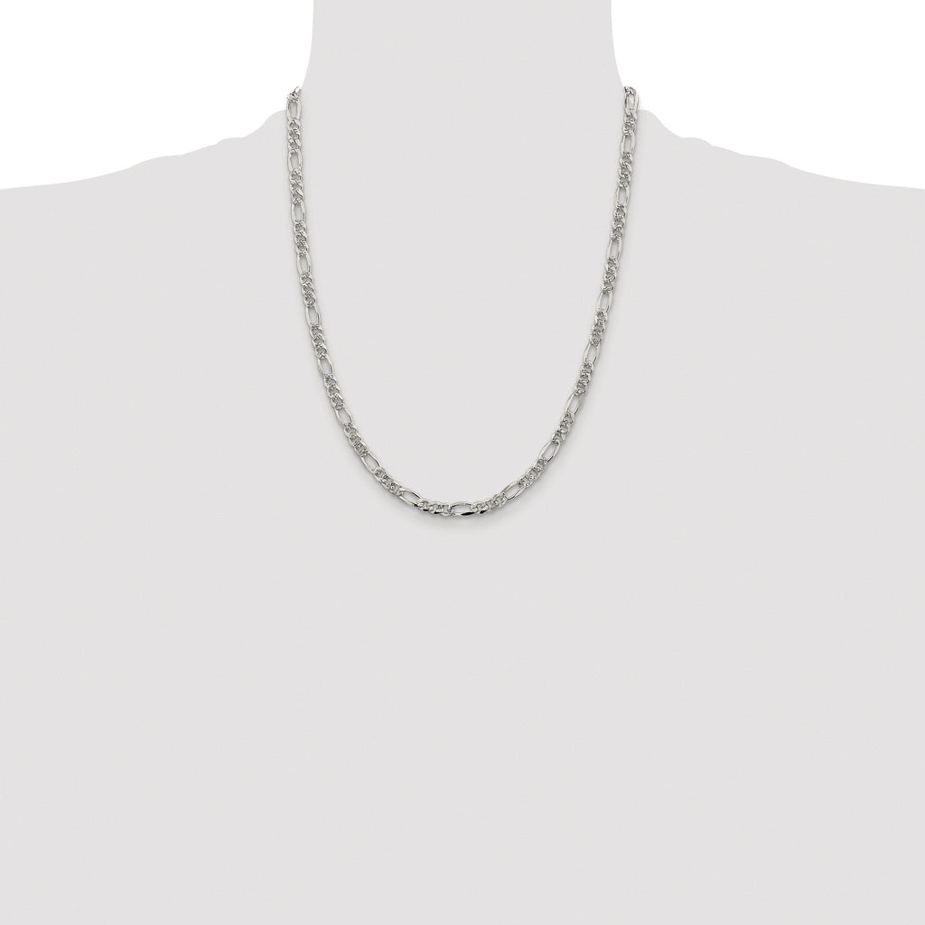 Pavé Flat Figaro Chain in Sterling Silver