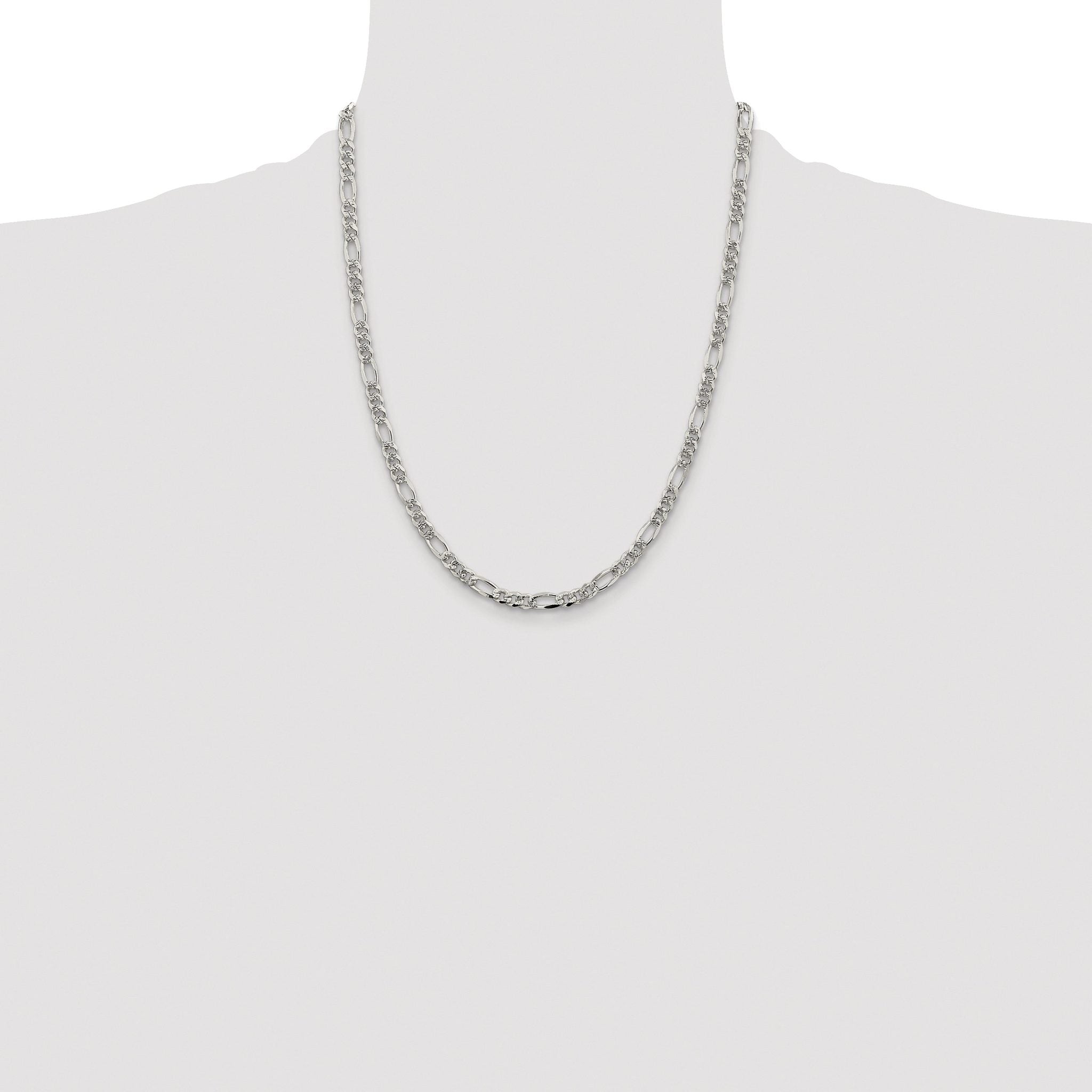 Pavé Flat Figaro Chain in Sterling Silver