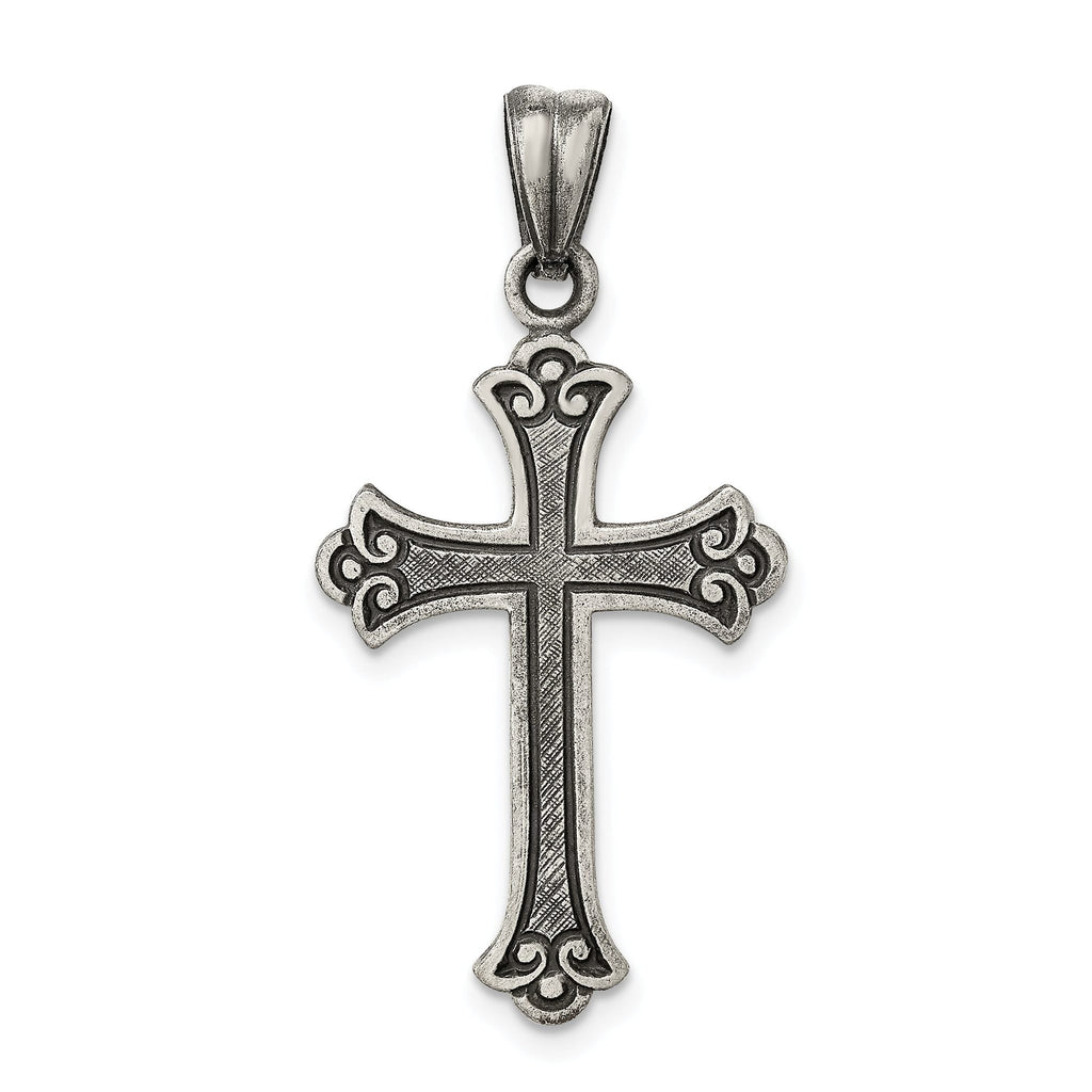 Sterling Silver 925 Antiqued Cross Pendant Solid Vintage Elegance
