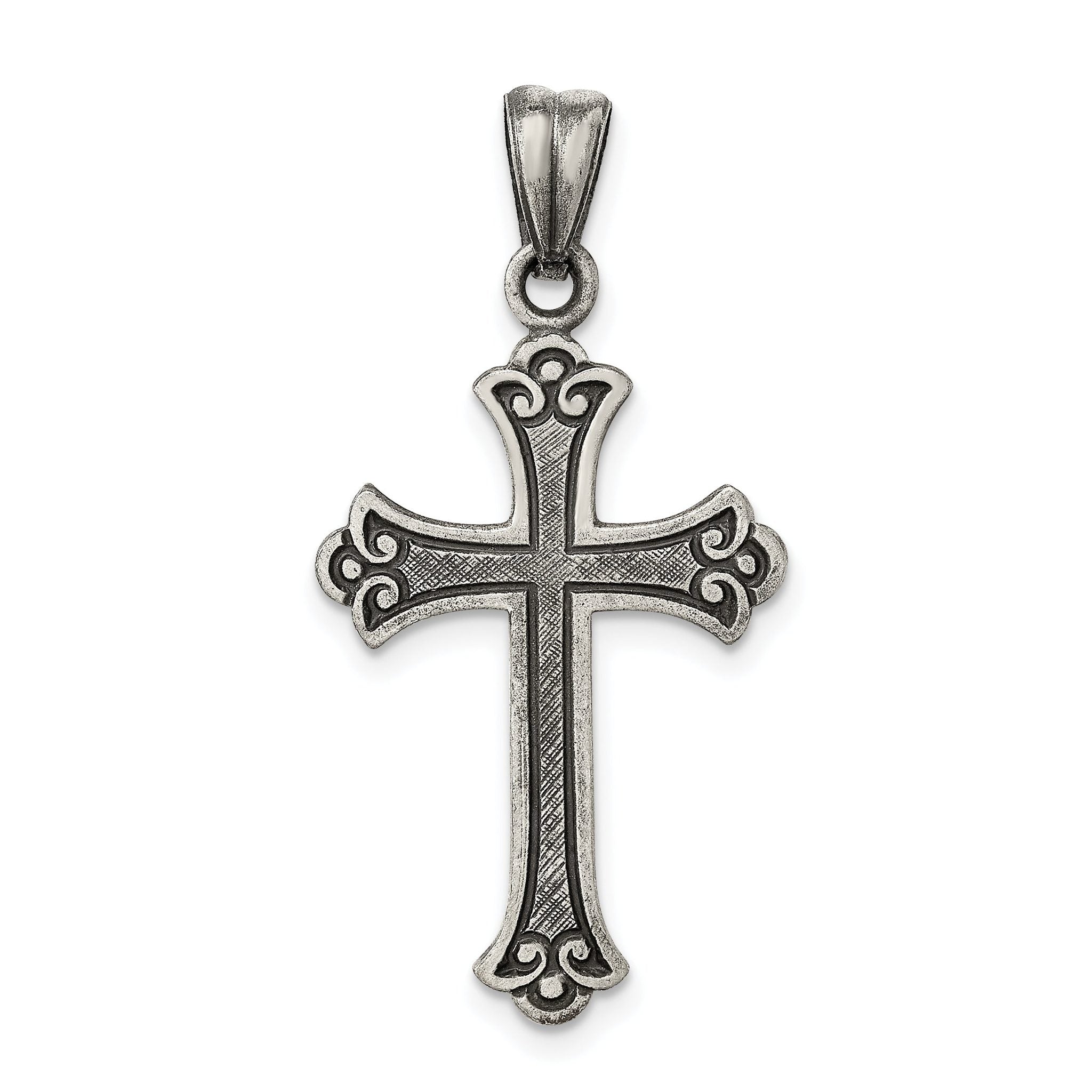 Sterling Silver 925 Antiqued Cross Pendant Solid Vintage Elegance