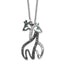 Cheryl M Sterling Silver Rhodium-plated with Black Rhodium Accent Brilliant-cut Black Green and White CZ Giraffes 18 Inch Necklace