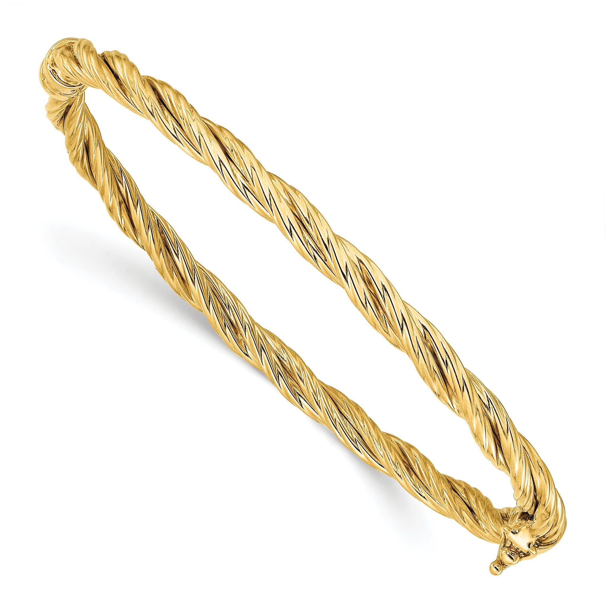 14K Polished Twisted Hinged Bangle Main image
