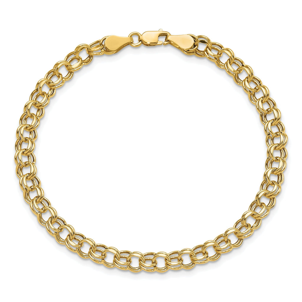 10k Lite 5mm Diamond-cut Double Link Charm Bracelet