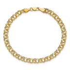 10k Lite 5mm Diamond-cut Double Link Charm Bracelet