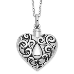 Grieving Heart Ash Holder Necklace in Sterling Silver, 18 Inch - Sophia Jewelers
