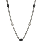 Sophia Jewelers Titanium Sterling Silver Two-Tone Etched Oval Necklace