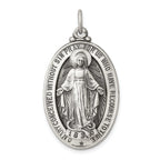 Sterling Silver 925 Antiqued Miraculous Medal Pendant Vintage Elegance