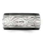 Sterling Silver Inlay Wedding Band in Black Titanium, 11mm