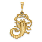 14K Gold Satin Diamond-Cut Scorpio Zodiac Charm Elegant Themed Pendant