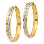 14K Gold Diamond Hoop Earrings with Polished Finish  Elegant Hinged Design