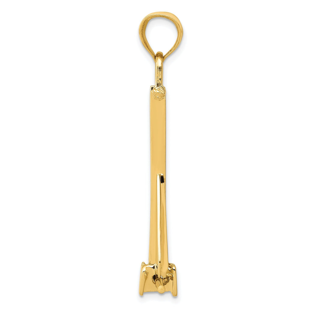 14K Gold 3D Moveable Anchor Pendant  Solid Casted Nautical Charm