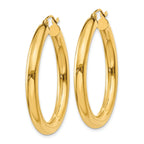 10K Gold Polished Tube Hoop Earrings 4mm Elegant Design