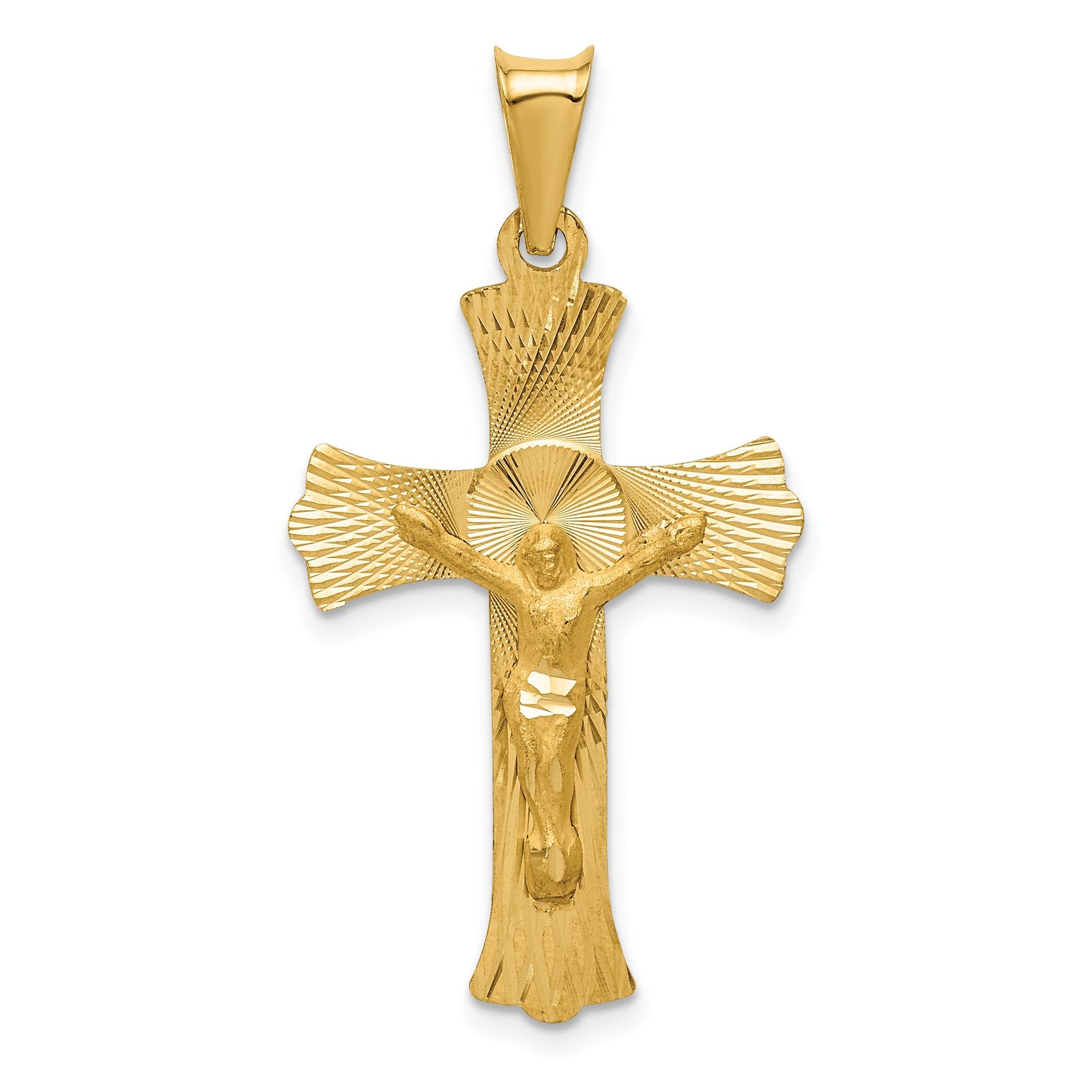 14K Yellow Gold Crucifix Pendant with Polished Satin Finish 37mm Main image
