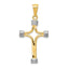 14K Gold and Rhodium Fancy Cross Pendant, Reversible Polished Design