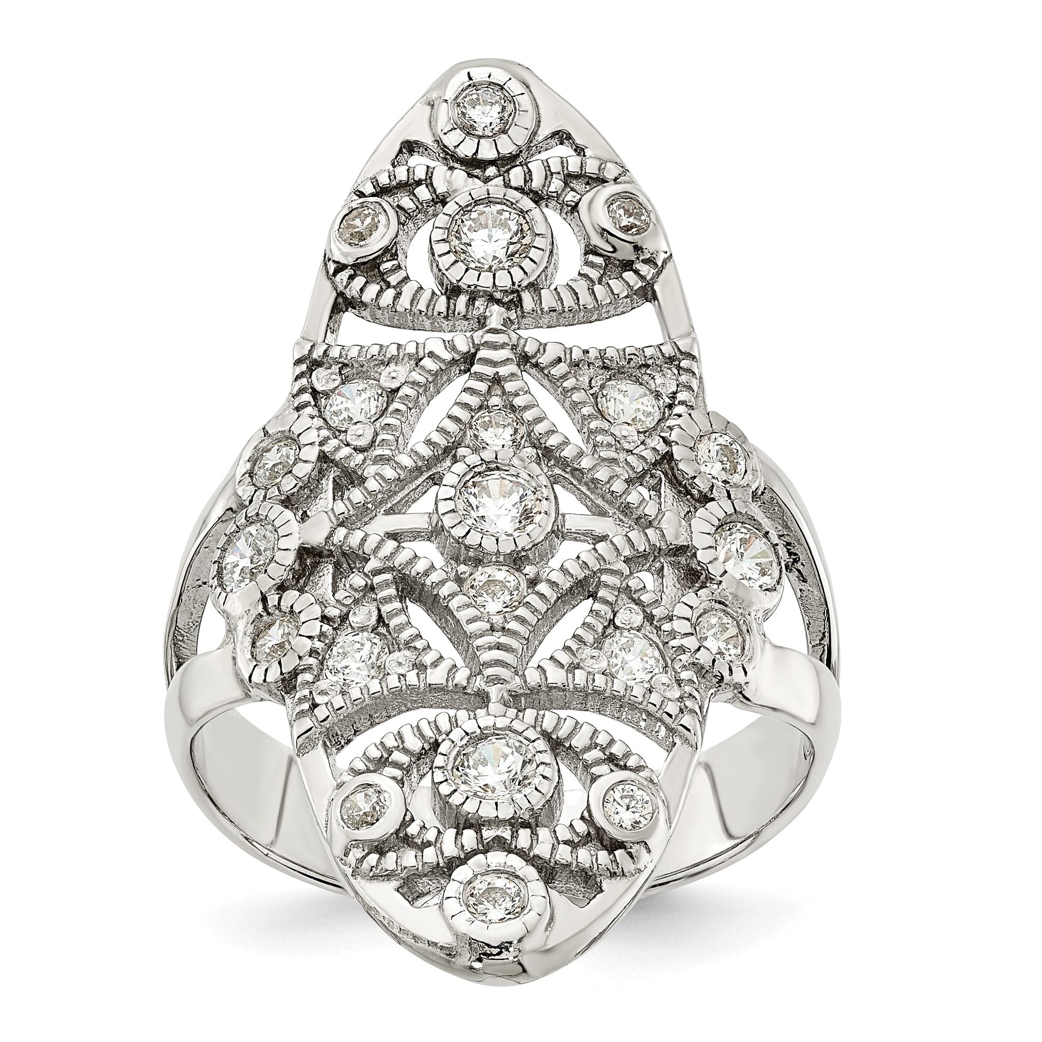 Sterling Silver Polished Fancy CZ Ring Main image