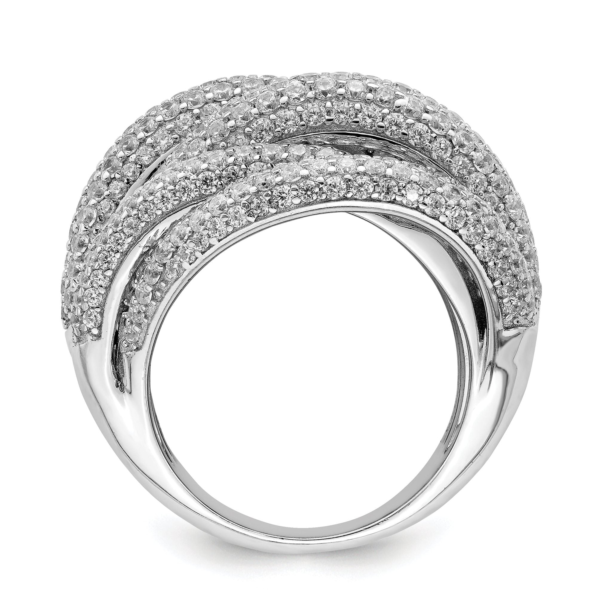 Sterling Shimmer Sterling Silver Rhodium-plated 536 Stone PavÃƒÆ’Ã‚Â¢Ãƒâ€šÃ¢â€šÂ¬Ãƒâ€šÃ…Â¡ CZ Ring