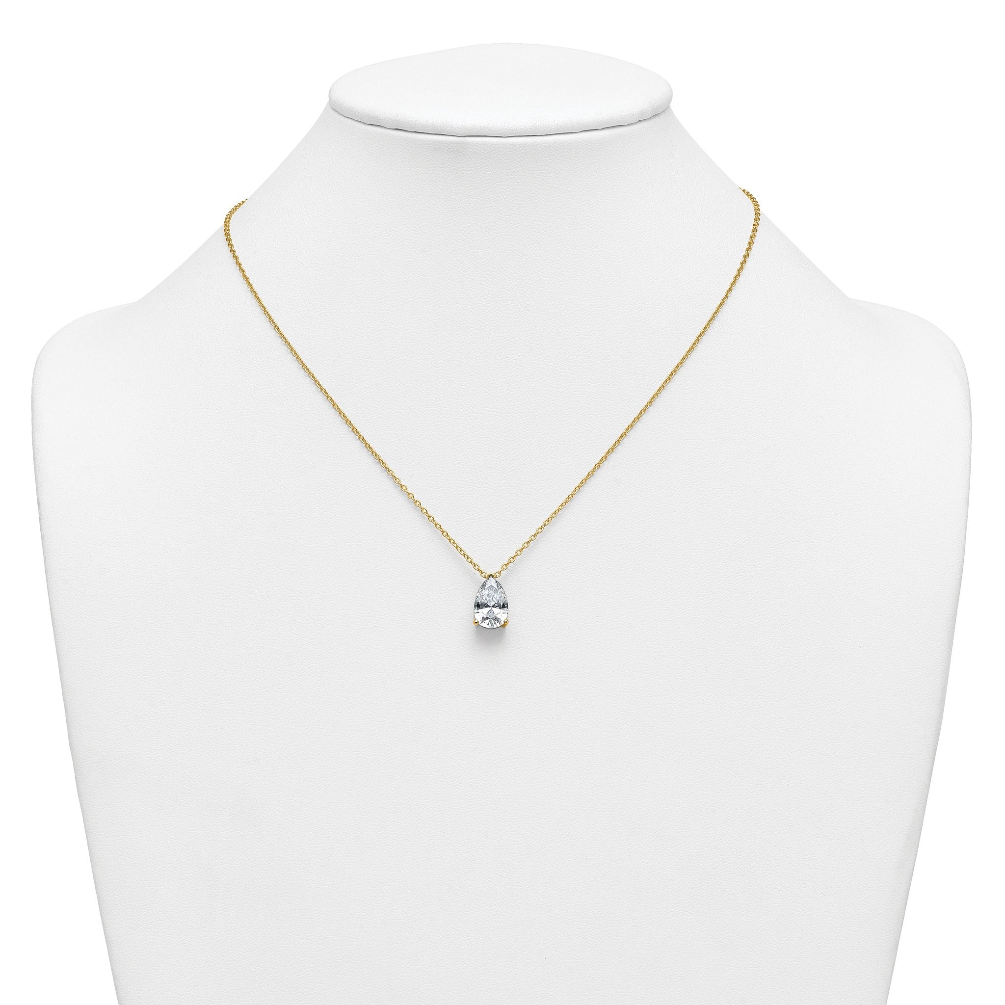 14k 4 carat Certified Lab Grown Diamond VS+ F+ Pear Complete 18 inch Four Prong Pendant Necklace