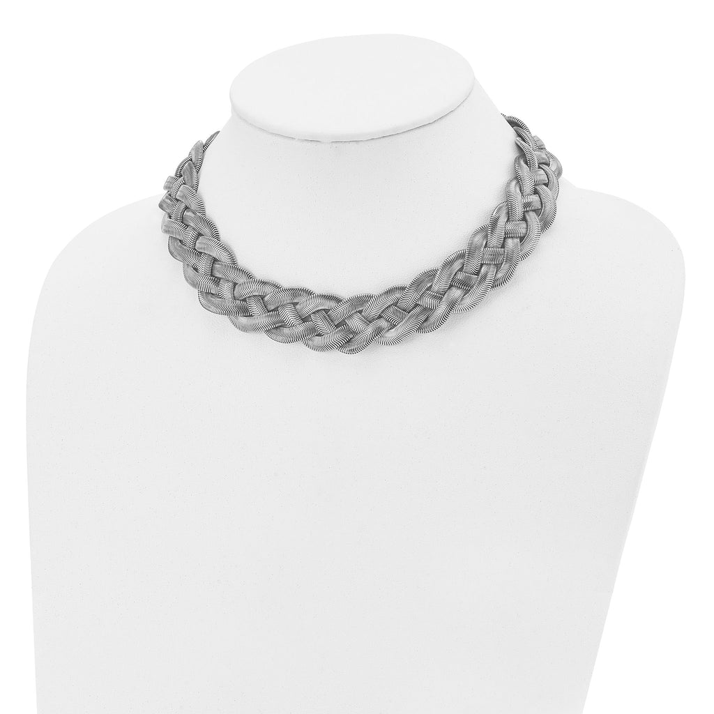 Braided Mesh Necklace in Stainless Steel, 16in