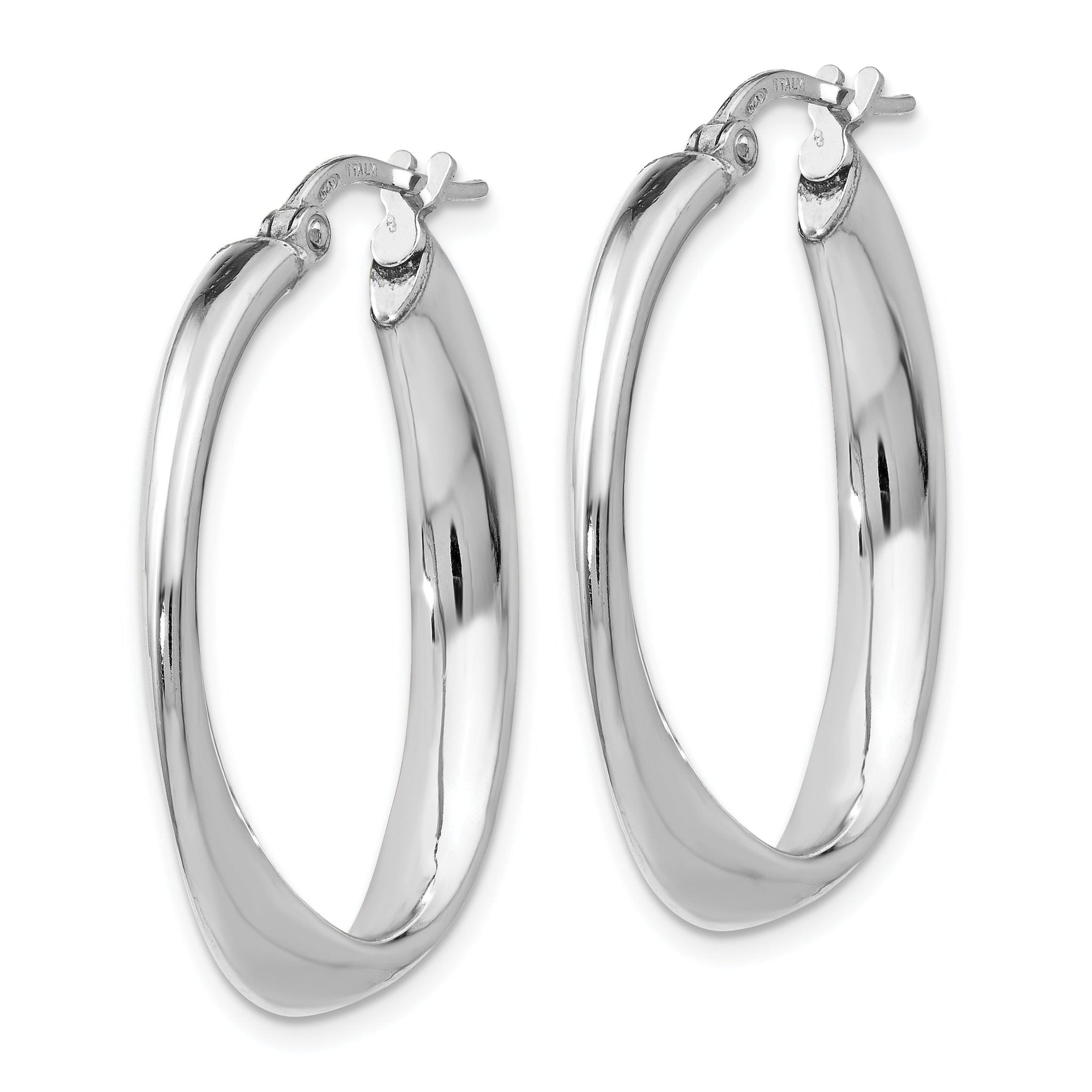 Sophia Jewelers Sterling Silver Rhodium-Plated Twisted Oval Hoop Earrings Secondary image