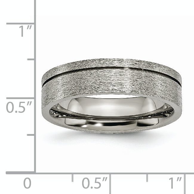 Grooved Wedding Band in Titanium, 6mm
