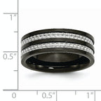 Carbon Fiber Inlay Wedding Band in Black Titanium, 8mm