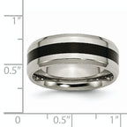 Black Enamel Beveled Wedding Band in Titanium, 8mm