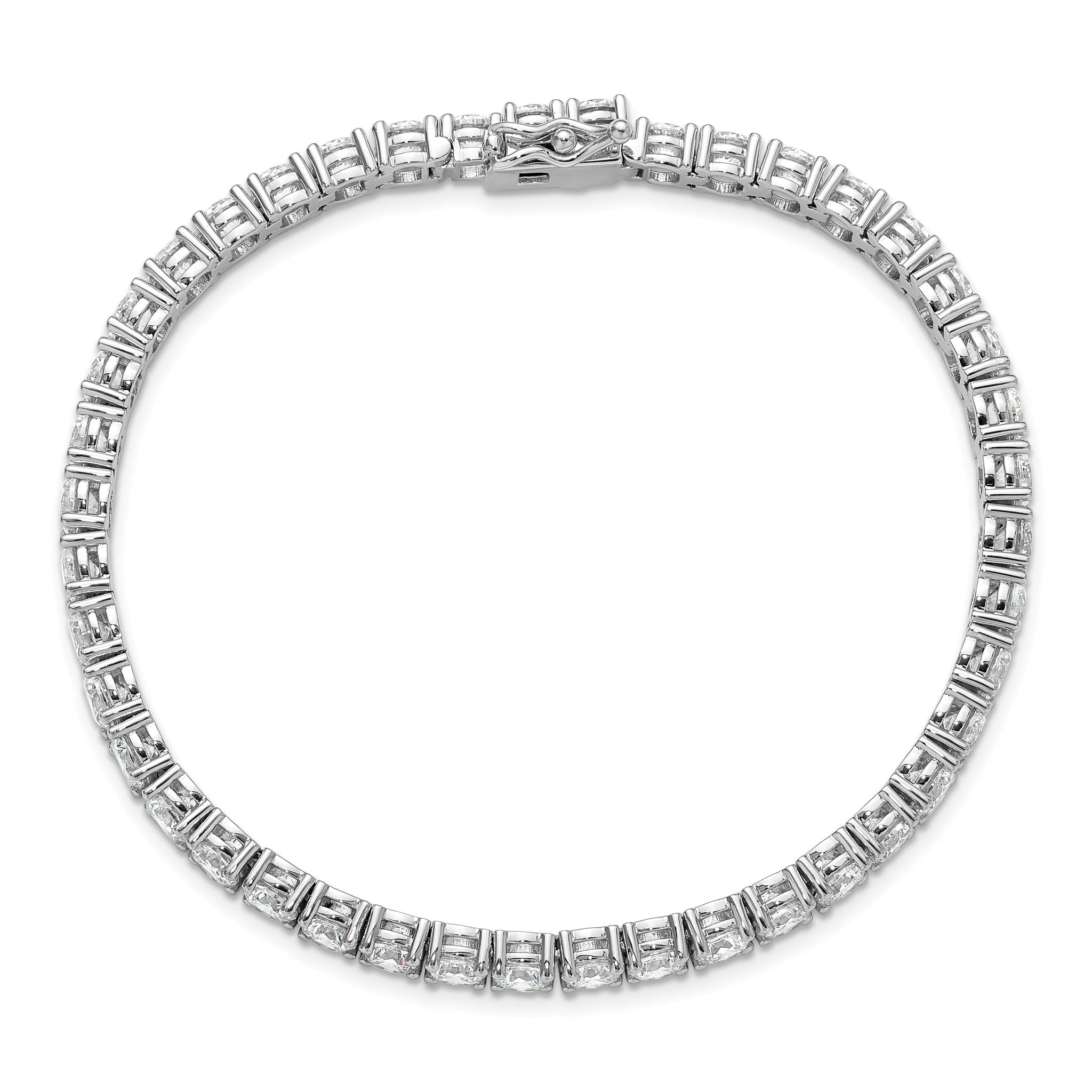 Sterling Shimmer Sterling Silver Rhodium-plated 4.5mm CZ 37 Stone 7 inch Bracelet