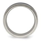 Edward Mirell Titanium with Blue Anodized Grooves 8mm Band