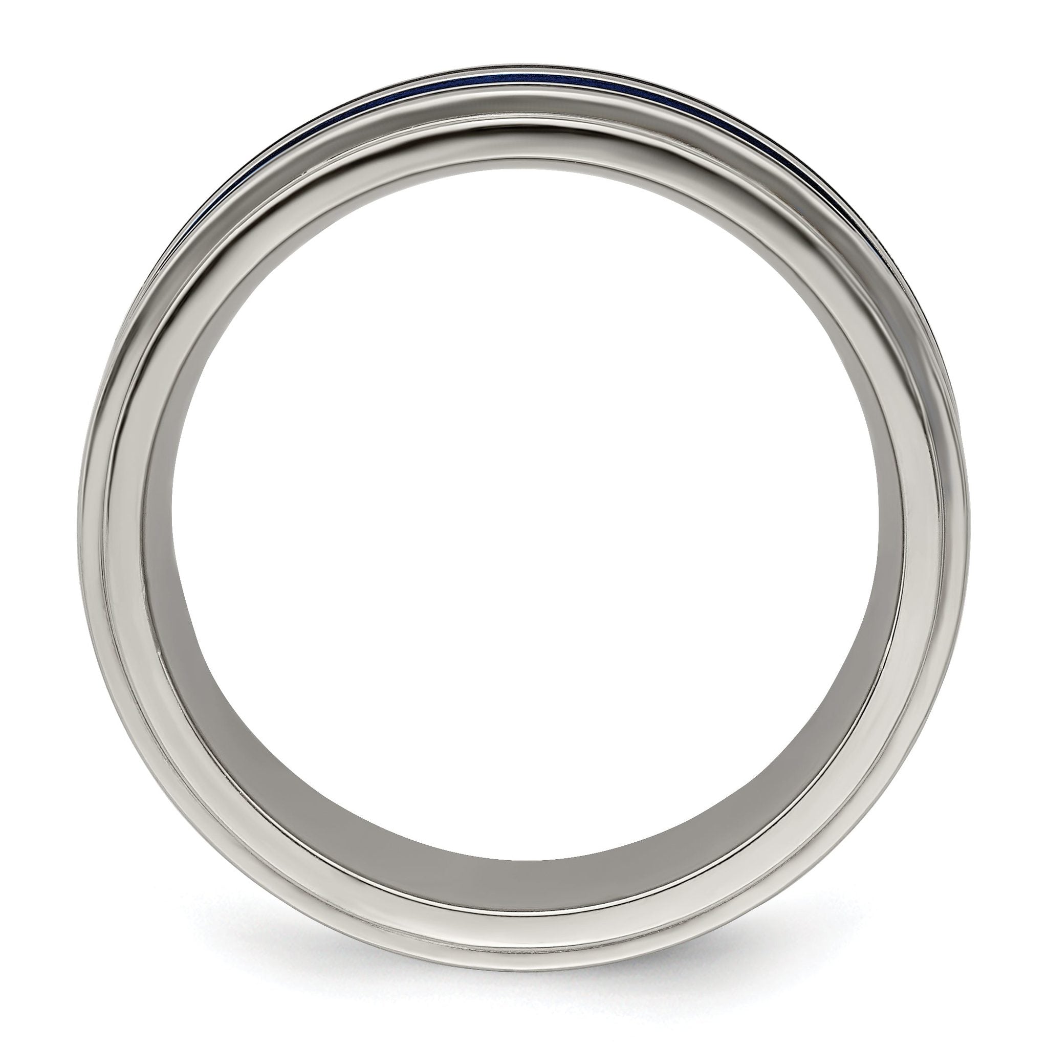 Edward Mirell Titanium with Blue Anodized Grooves 8mm Band