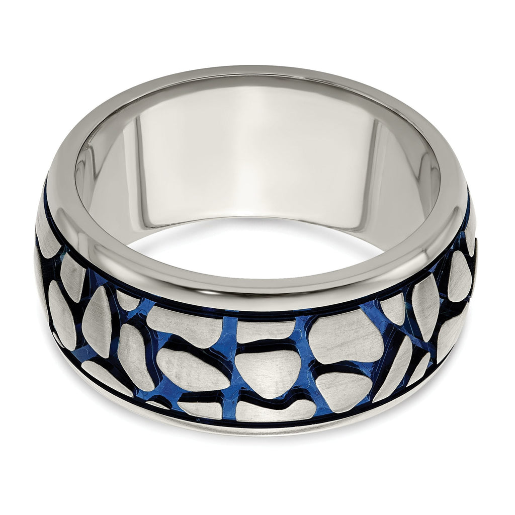 Blue Anodized Brushed Wedding Band in Titanium, 10mm