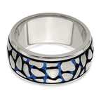 Blue Anodized Brushed Wedding Band in Titanium, 10mm