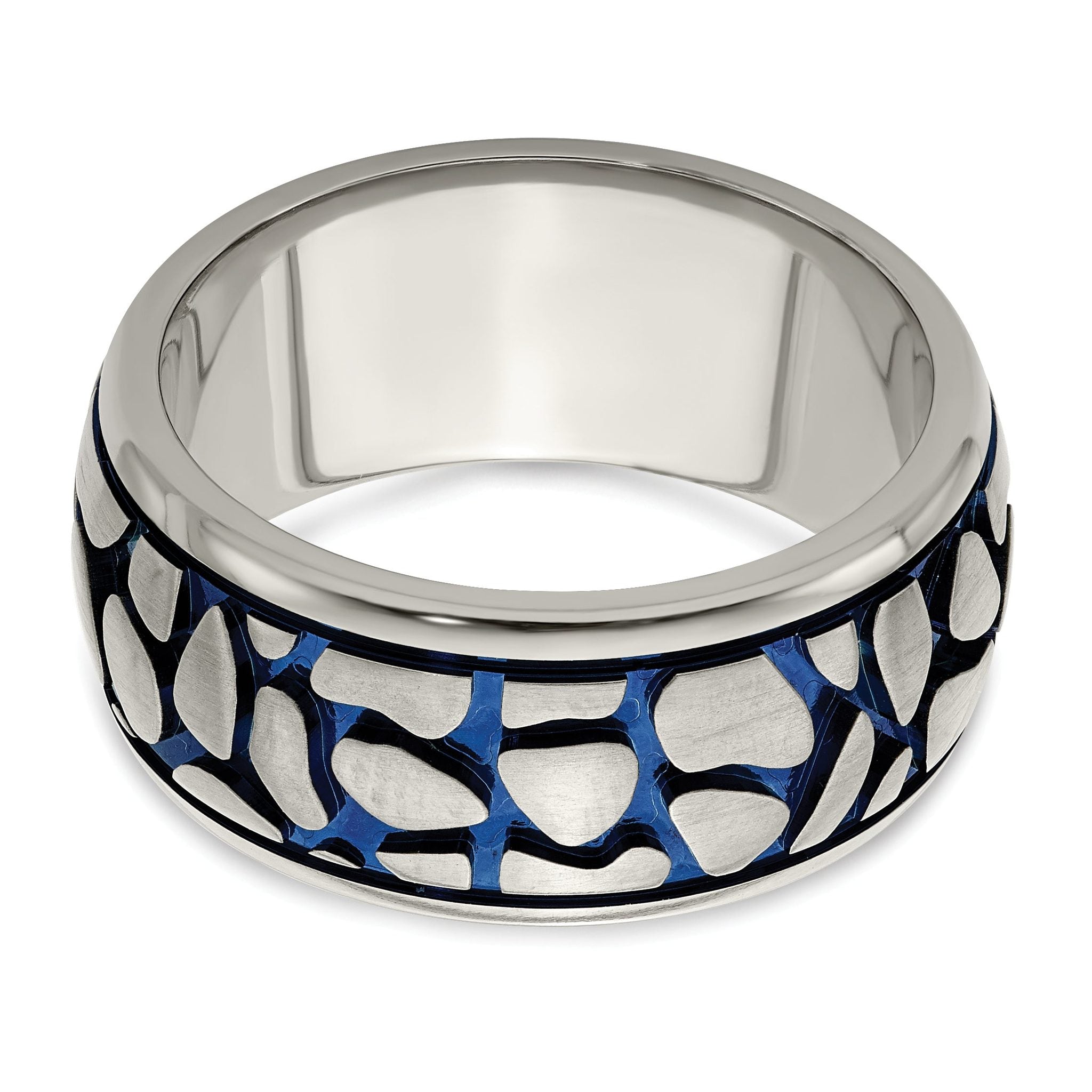 Blue Anodized Brushed Wedding Band in Titanium, 10mm