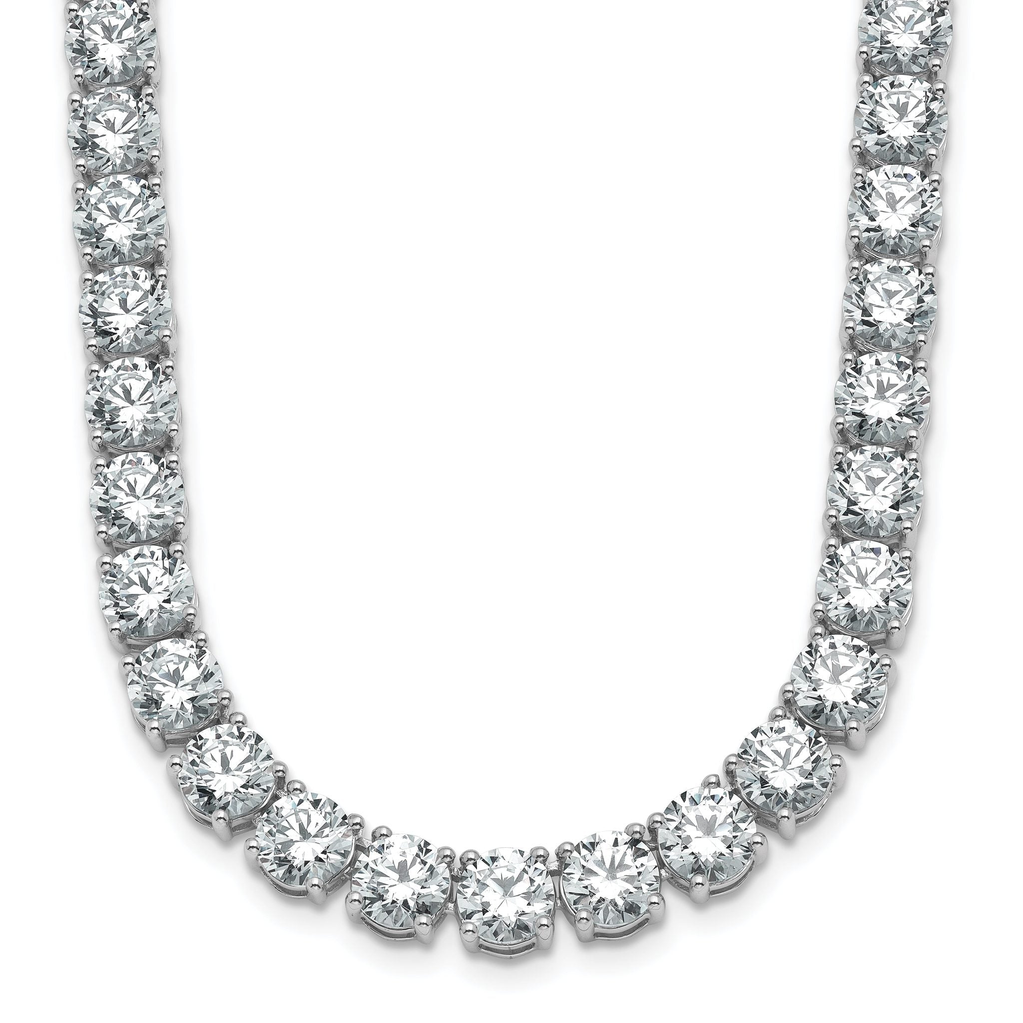 14k White Gold 53 7/8 carat Lab Grown Diamond VS/SI+ G+ Complete Round 22 inch Straight Tennis Necklace Main image