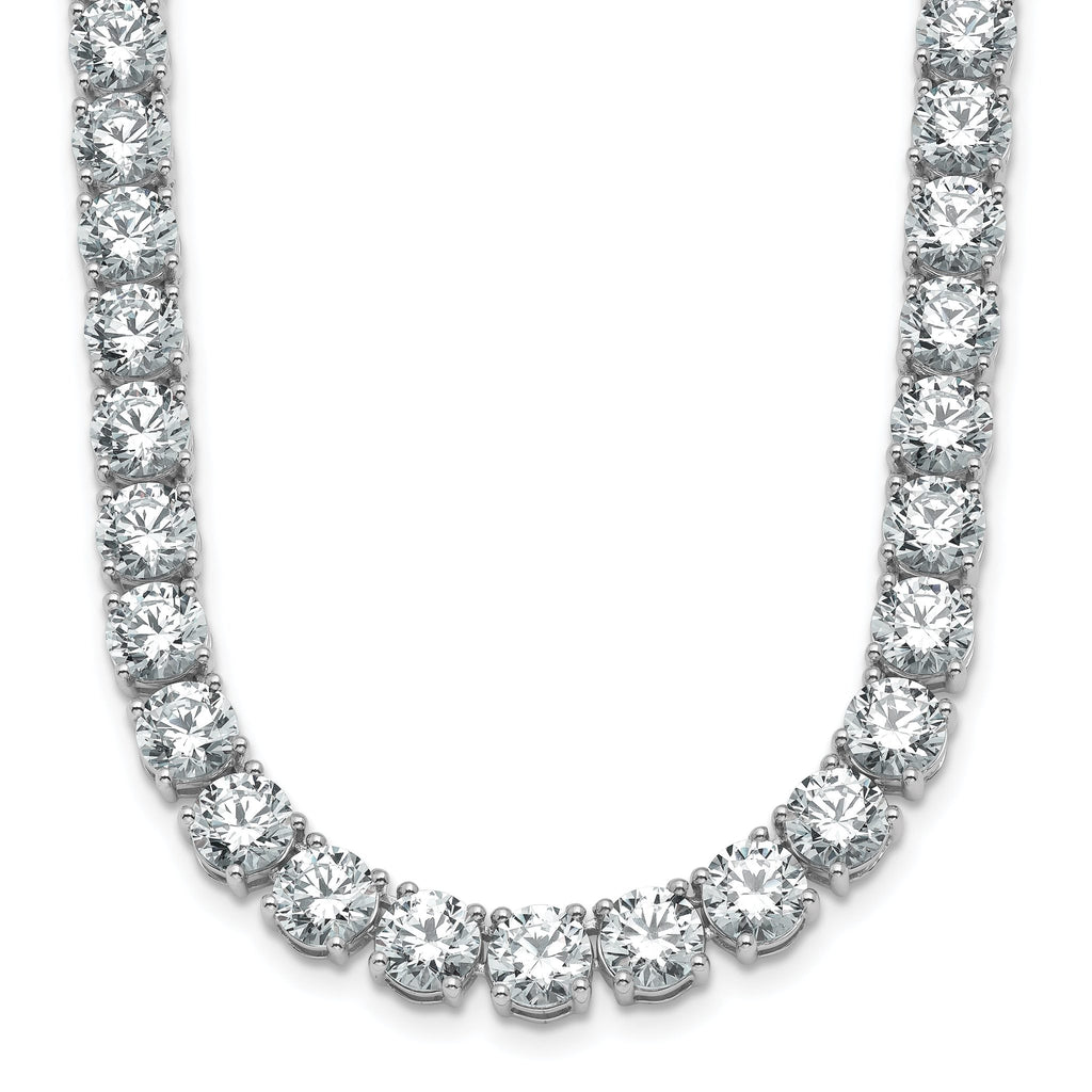 14k White Gold 53 7/8 carat Lab Grown Diamond VS/SI+ G+ Complete Round 22 inch Straight Tennis Necklace