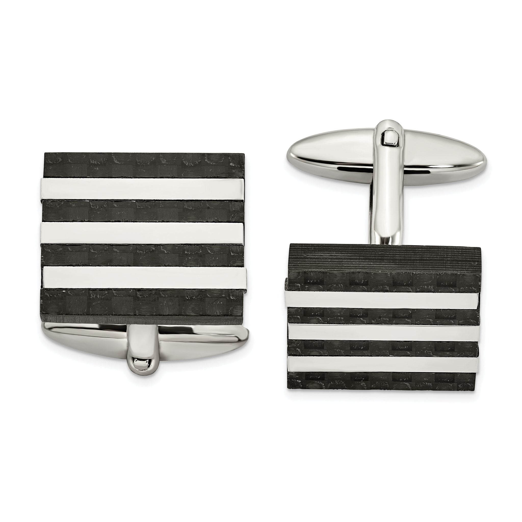 Stainless Steel Carbon Fiber Square Cuff Links Main image
