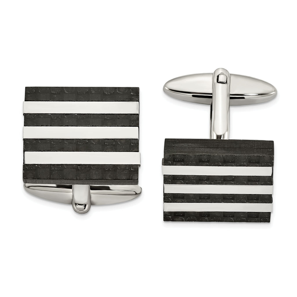 Stainless Steel Carbon Fiber Square Cuff Links
