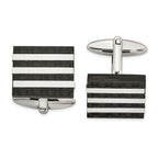 Stainless Steel Carbon Fiber Square Cuff Links