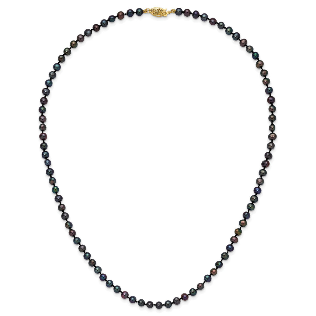 14k 4-5mm Black Near-Round Freshwater Cultured Pearl 7.5 inch Bracelet