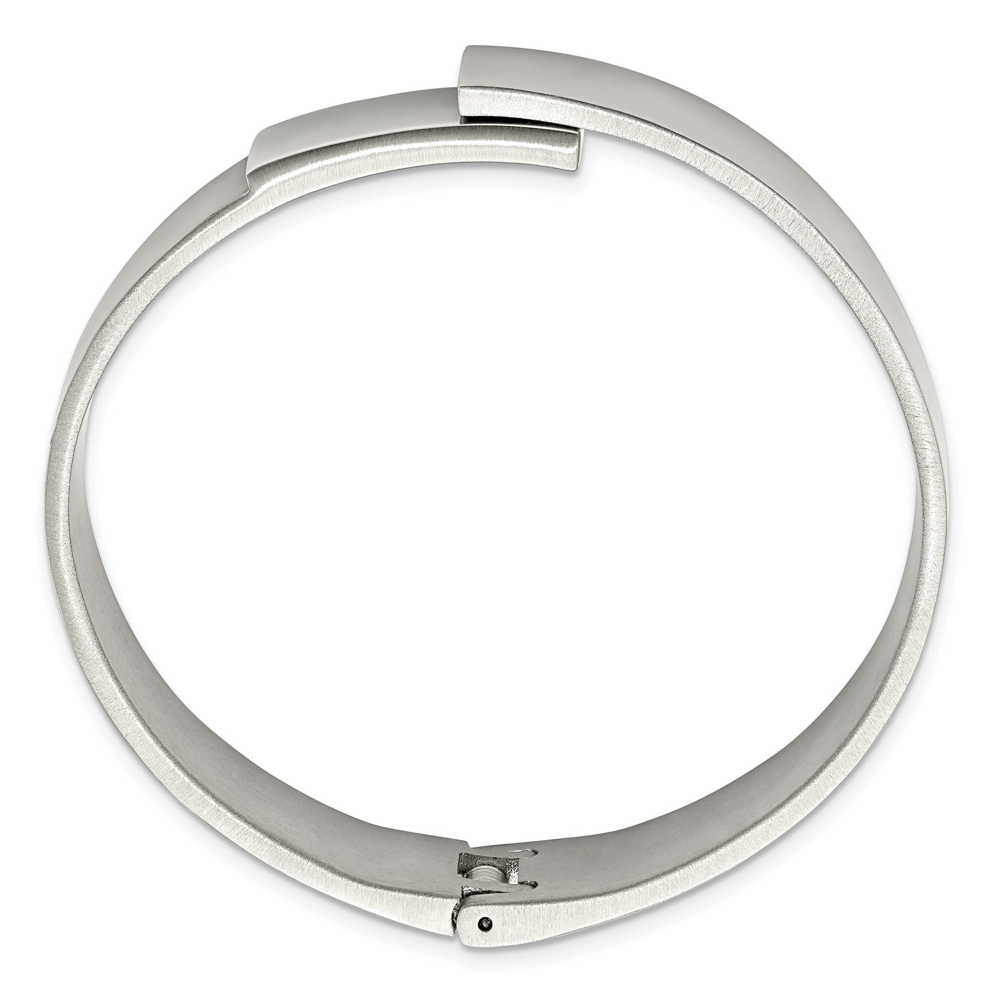Stainless Steel Brushed and Polished 13mm Hinged Bangle Bracelet for Women