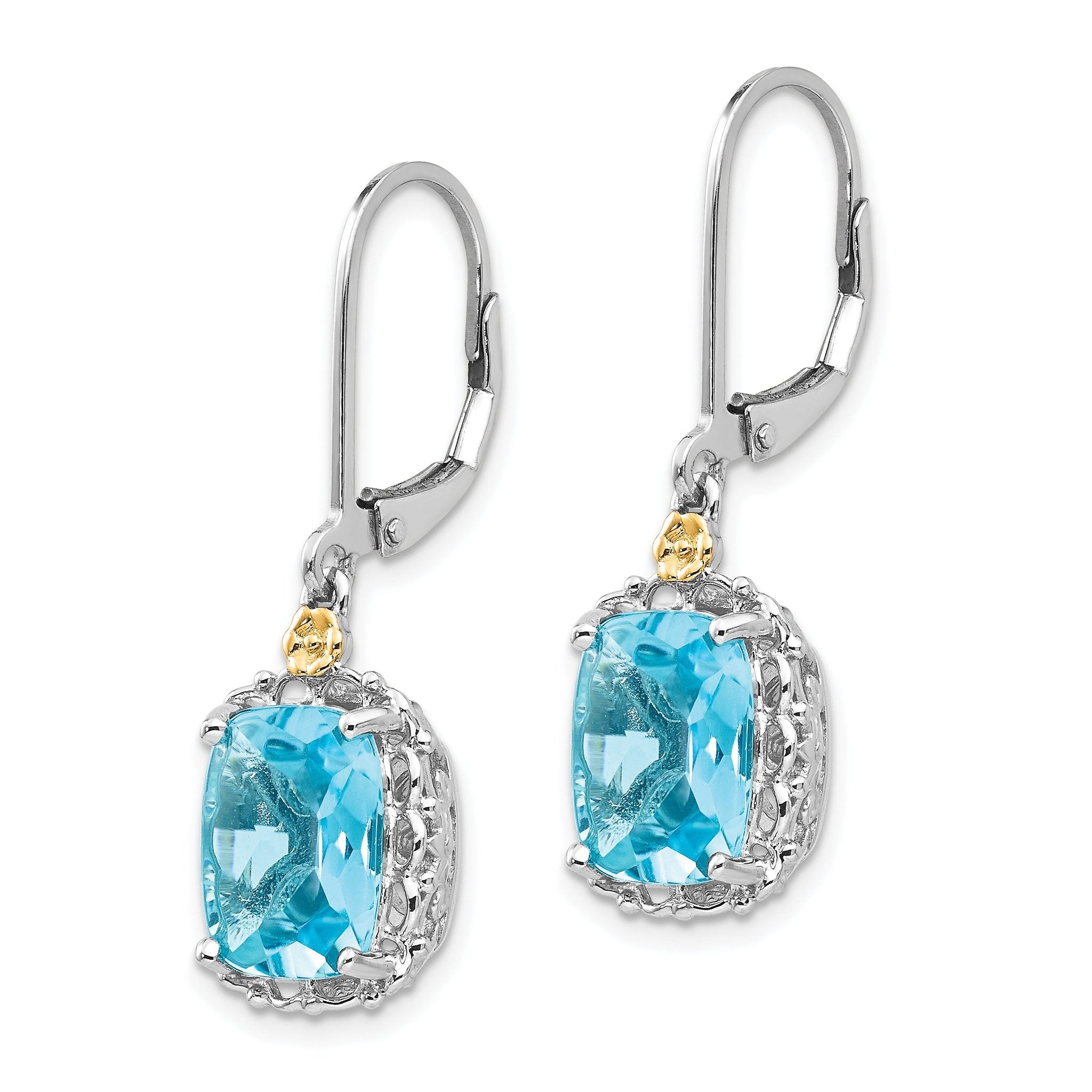 Sterling Silver 14K Accented Blue Topaz Dangle Earrings Secondary image