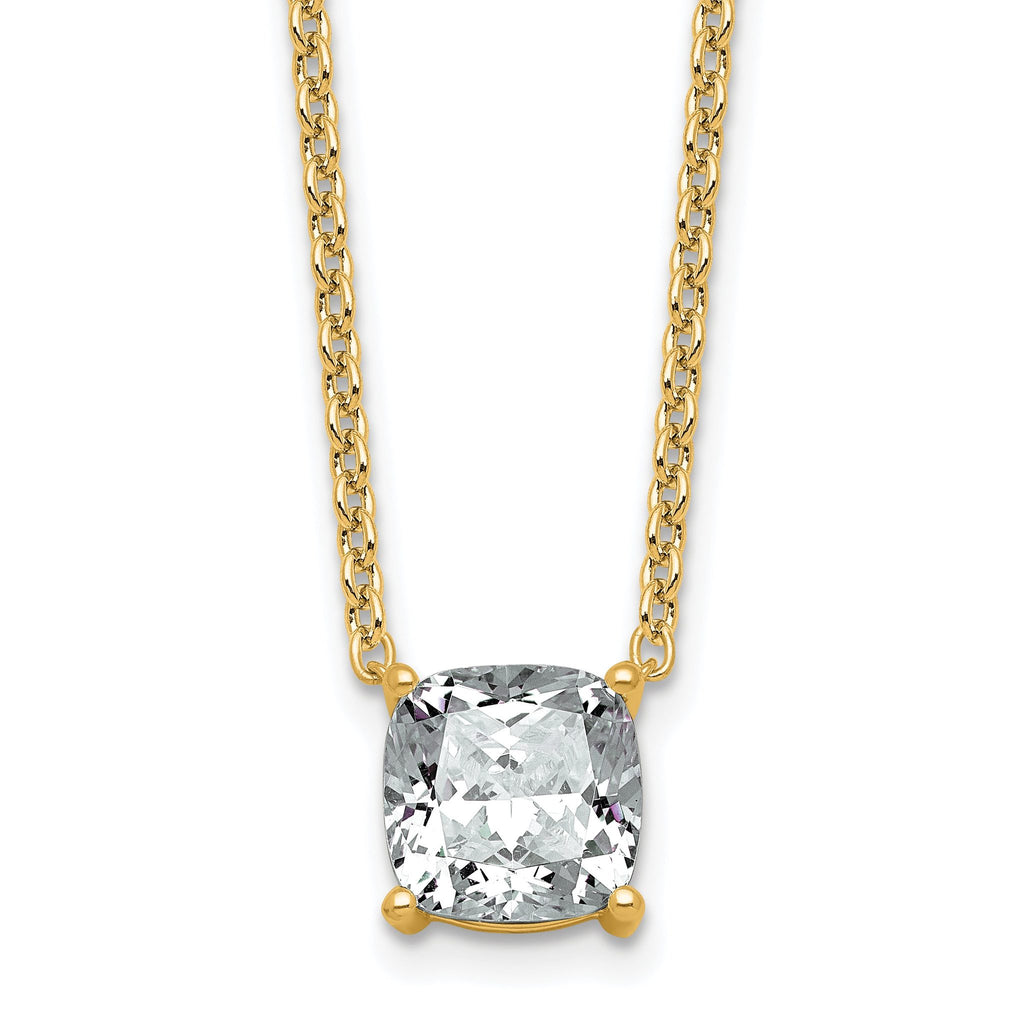 14k 3 carat Certified Lab Grown Diamond VS+ F+ Cushion Complete 18 inch Four Prong Pendant Necklace