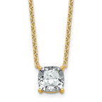 14k 3 carat Certified Lab Grown Diamond VS+ F+ Cushion Complete 18 inch Four Prong Pendant Necklace