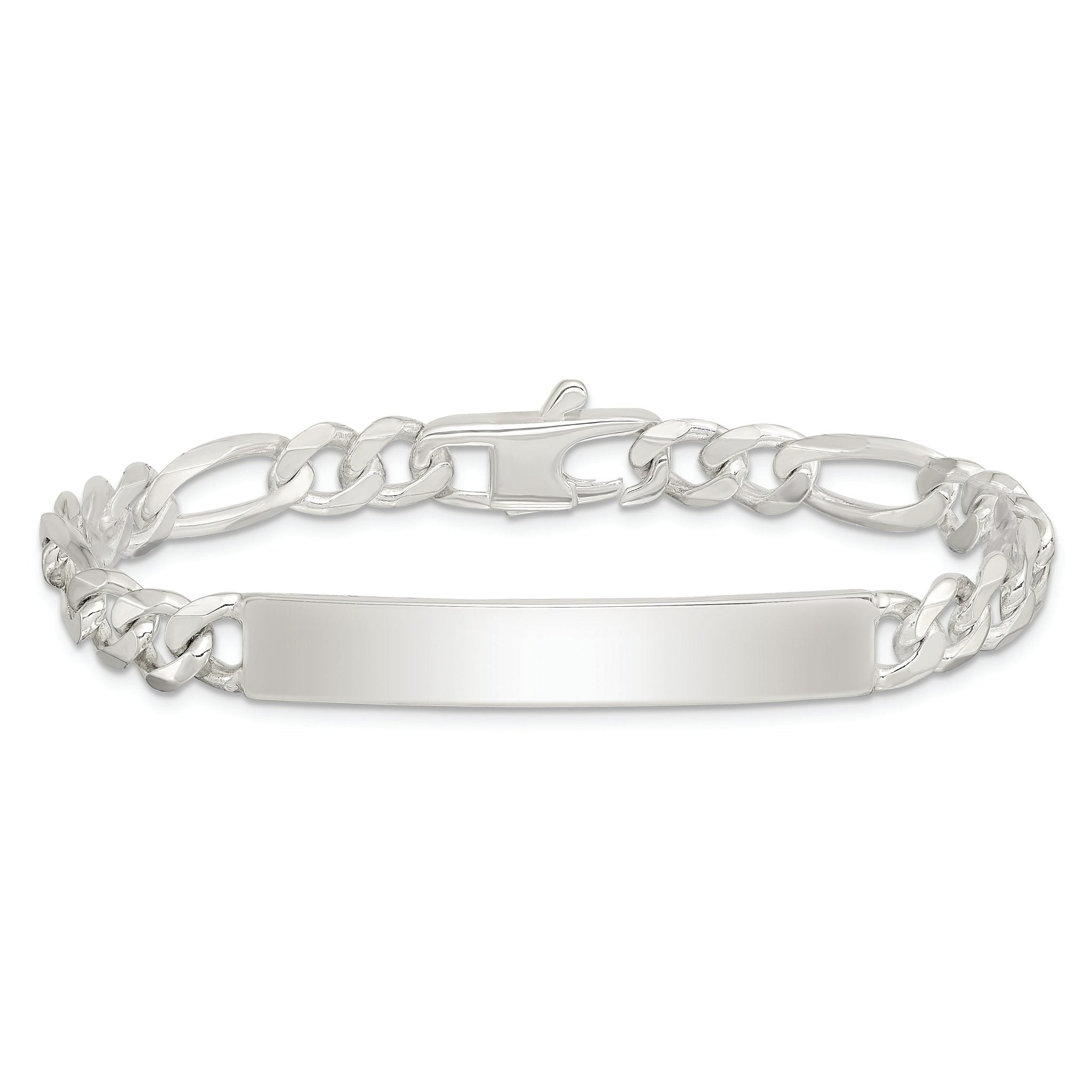 Sterling Silver Figaro Link ID Bracelet