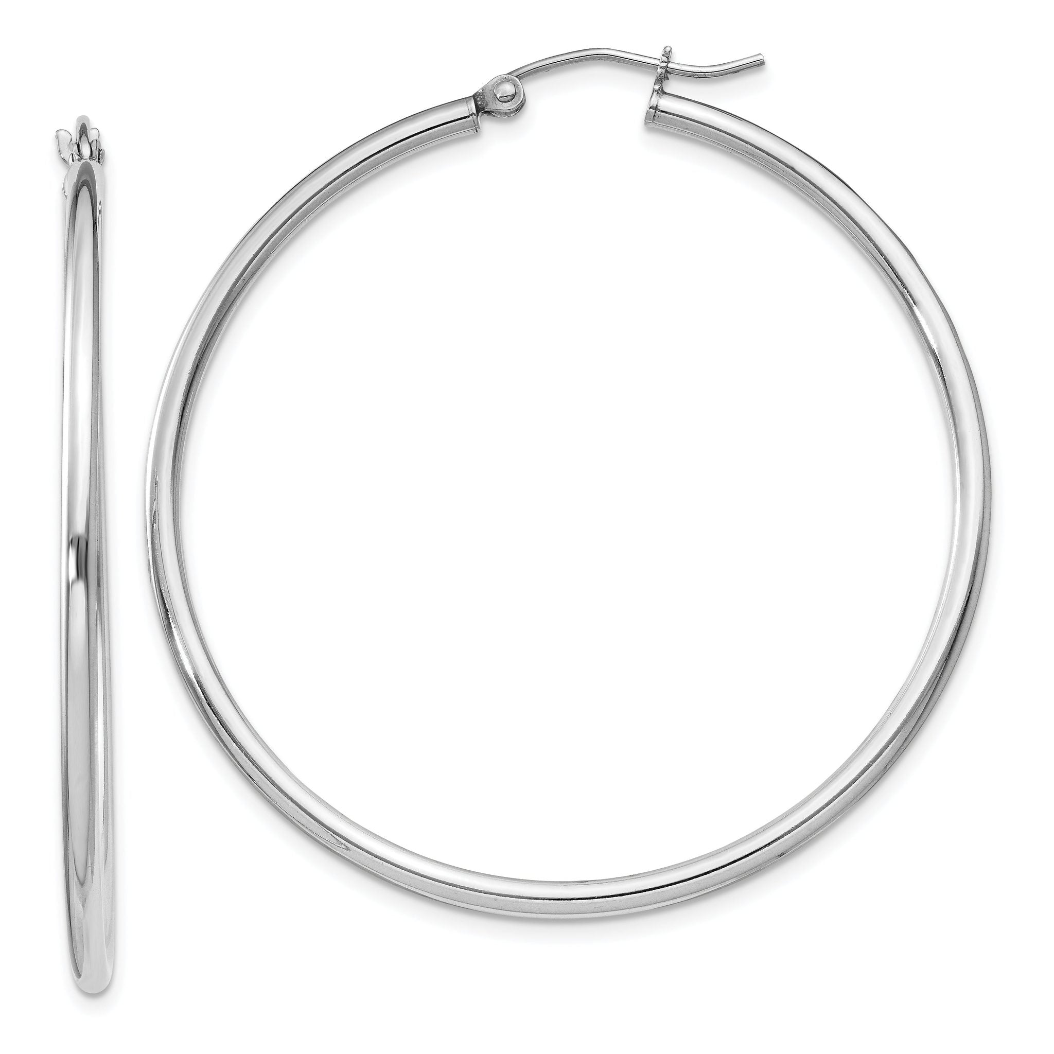 Sterling Silver Rhodium-plated 2mm Round Hoop Earrings Main image